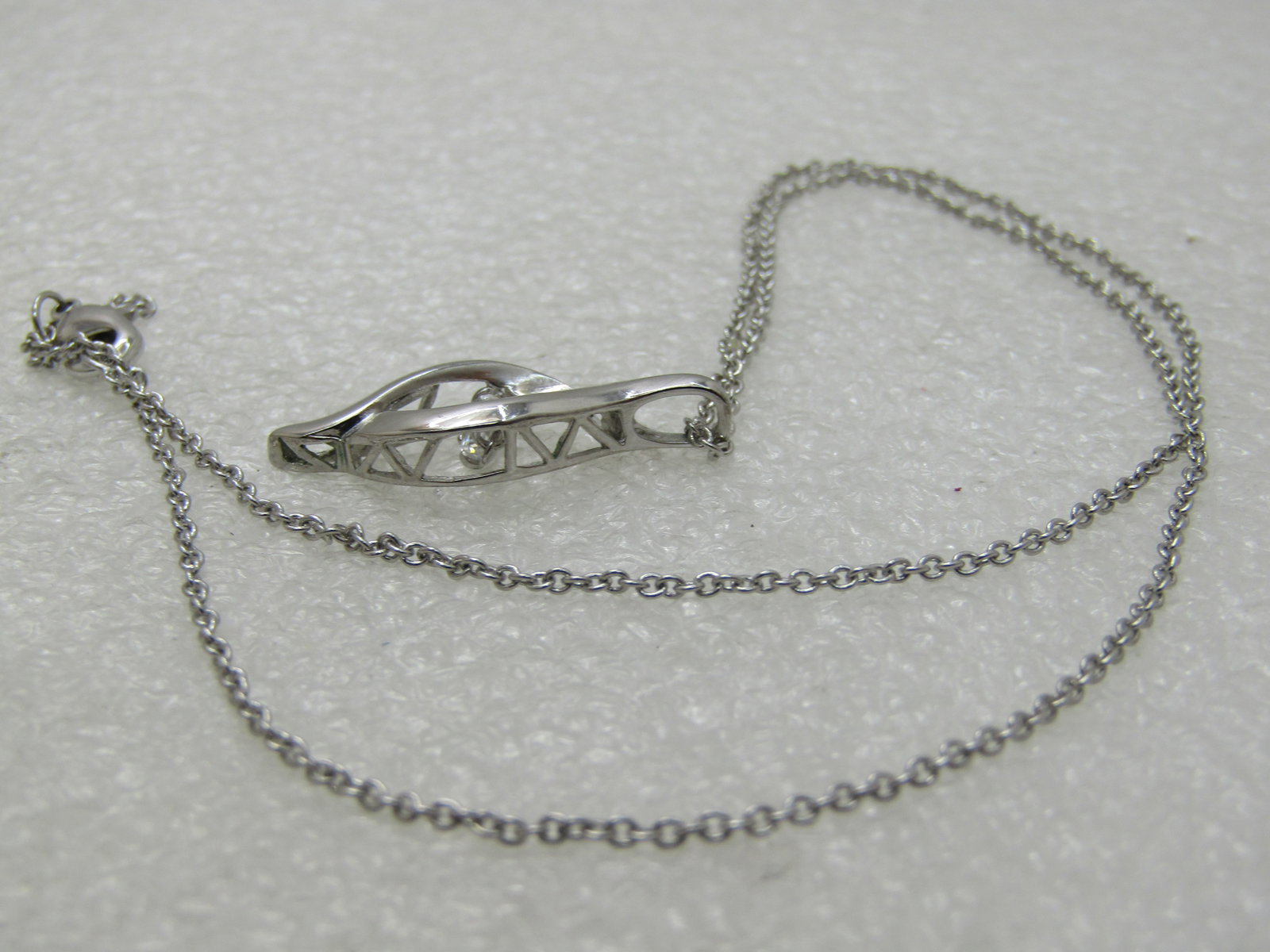 Pivoting CZ Flame Necklace, 18", Silver Tone - 6