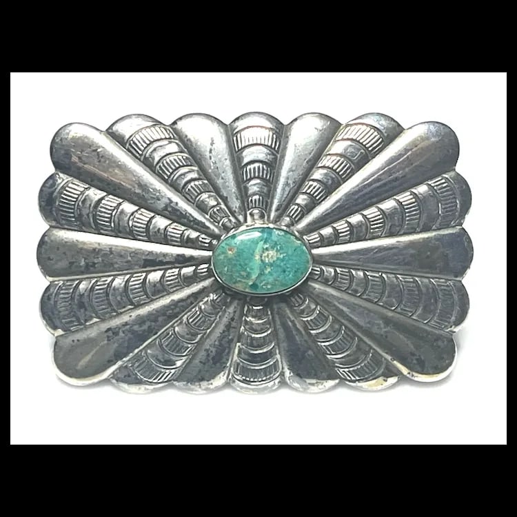 Estate Bell Native American Sterling Silver Concho Brooch - 2