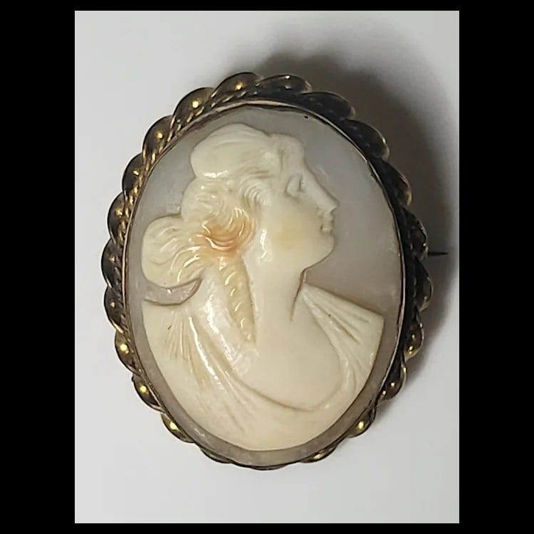 Vintage Hand-Carved Shell Cameo Pendant/Brooch - 2