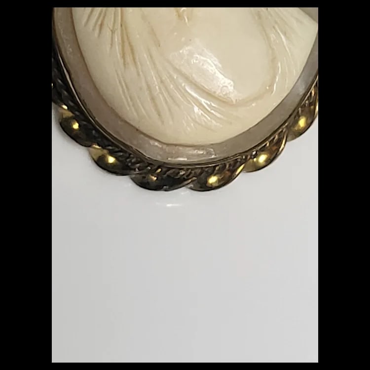 Vintage Hand-Carved Shell Cameo Pendant/Brooch - 4