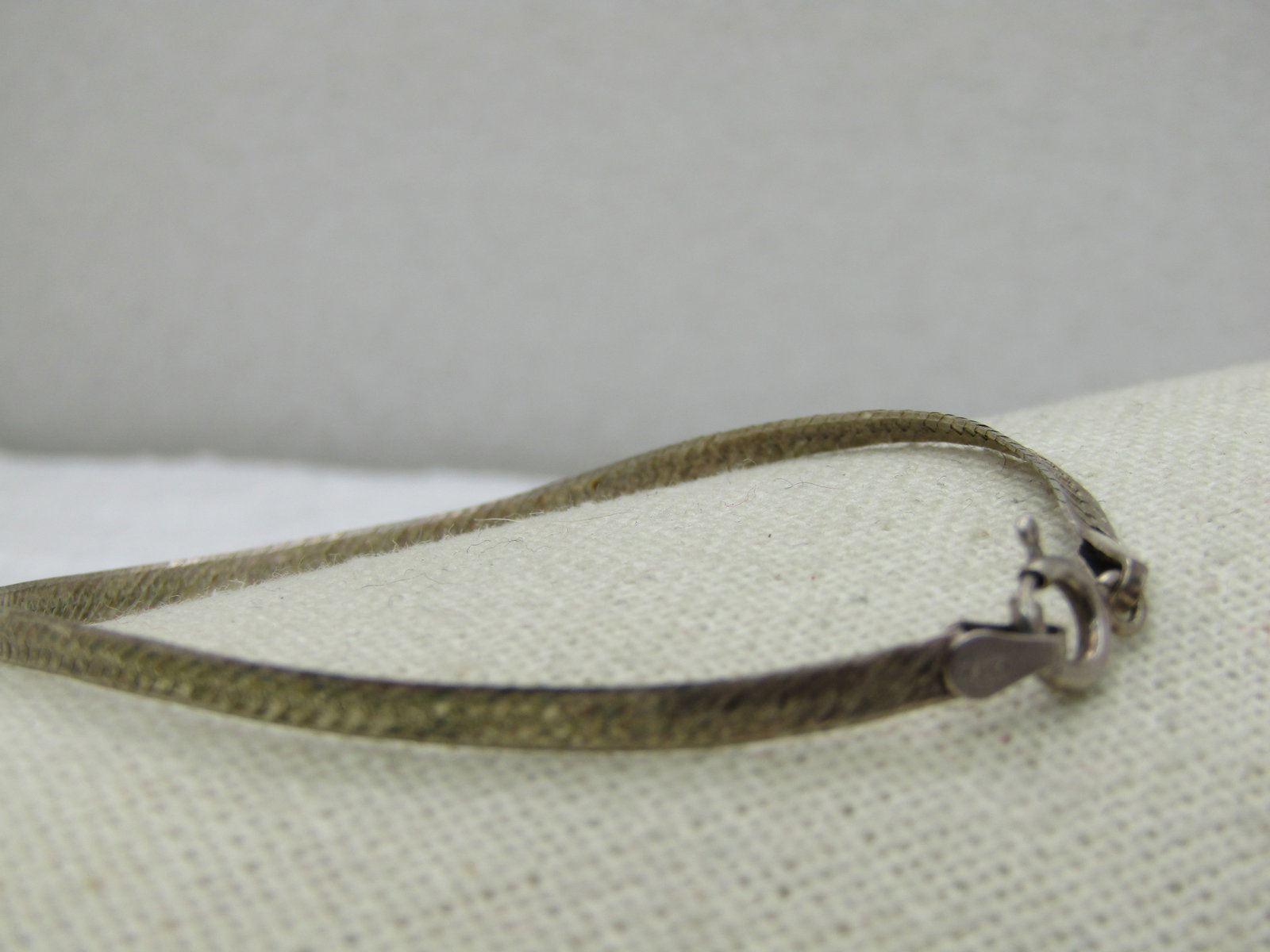 Vintage Sterling Silver 3mm Herringbone Bracelet, 7" - 3