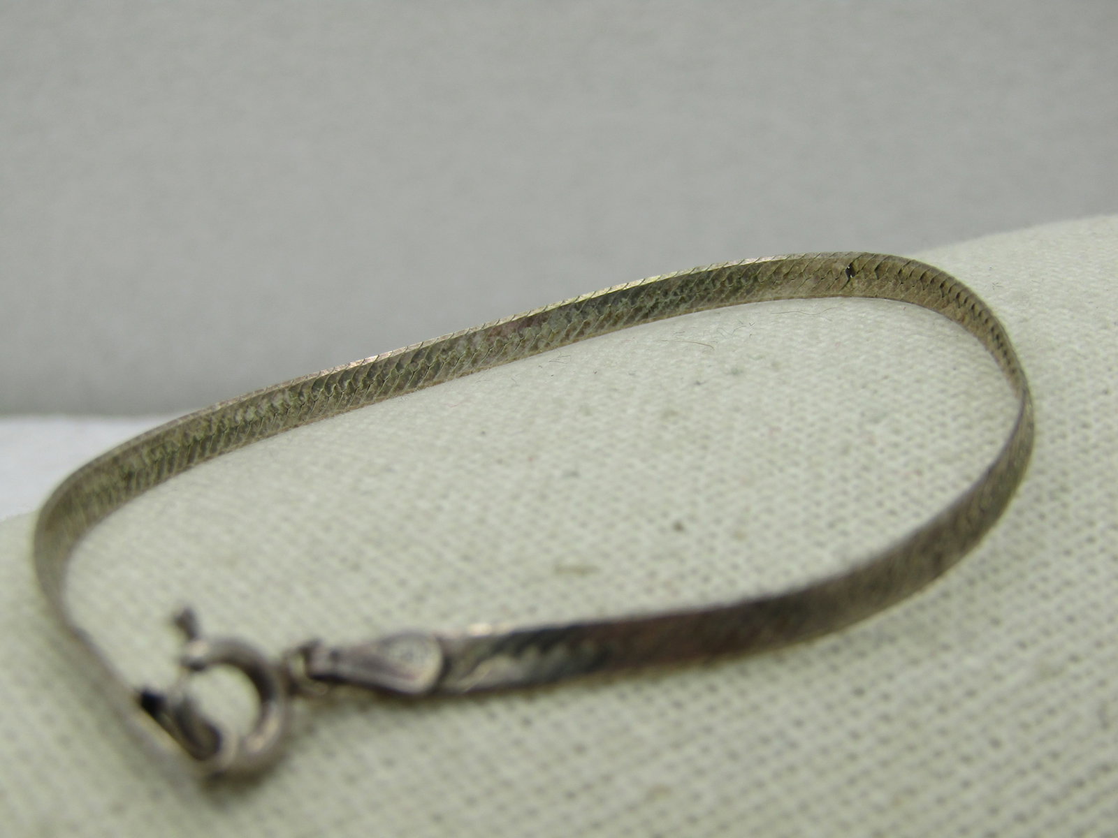 Vintage Sterling Silver 3mm Herringbone Bracelet, 7" - 4
