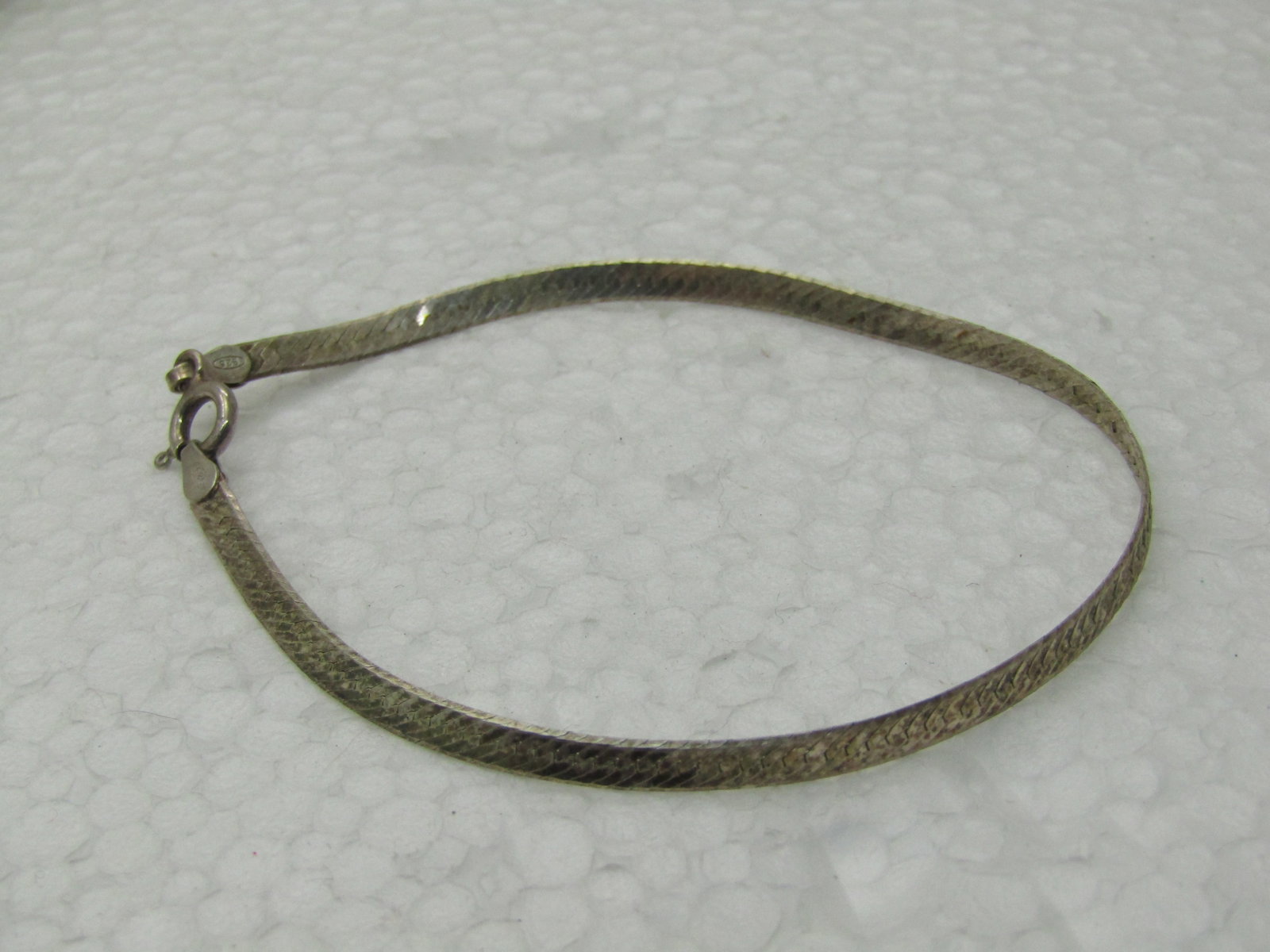 Vintage Sterling Silver 3mm Herringbone Bracelet, 7" - 5