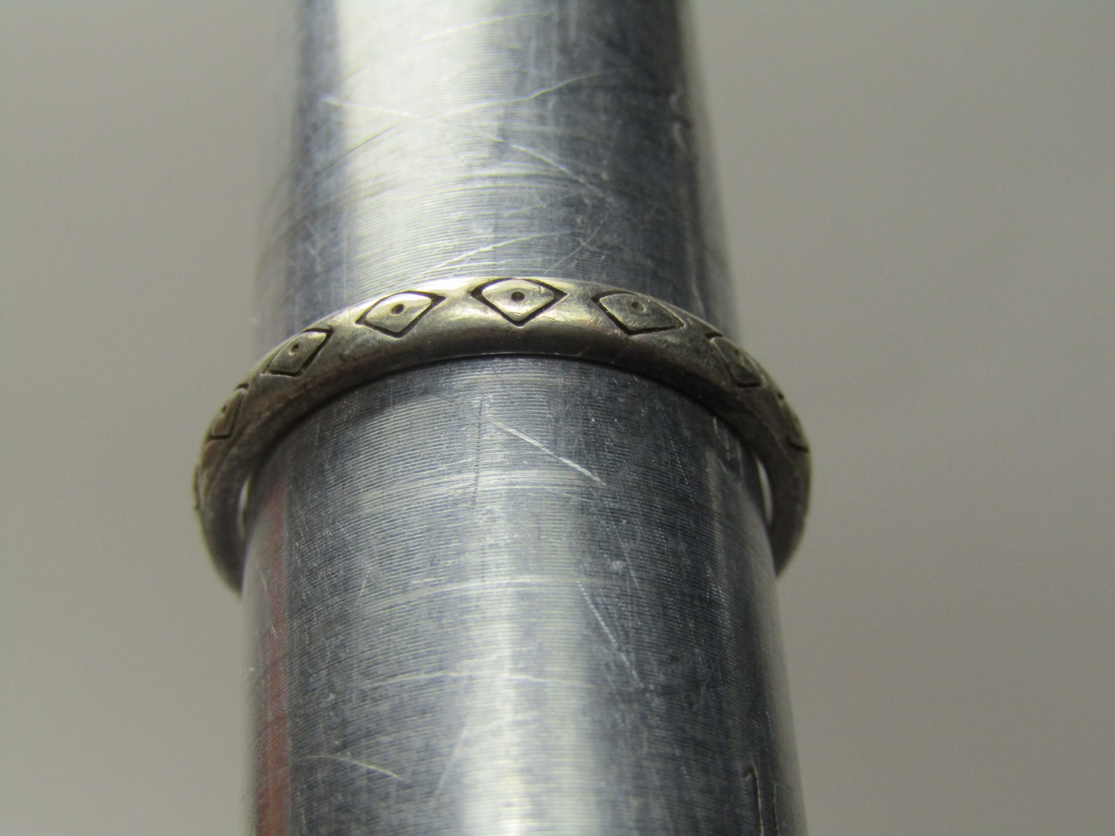Vintage Sterling Carolyn Pollack Relios Stamped Stackable Ring, Sz. 9 - 3
