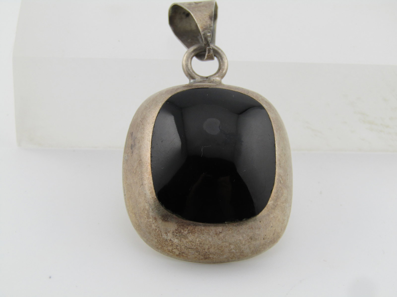 Vintage Sterling Mexico Black Onyx Pendant. Signed, 1970's-1980's, Unisex. - 2