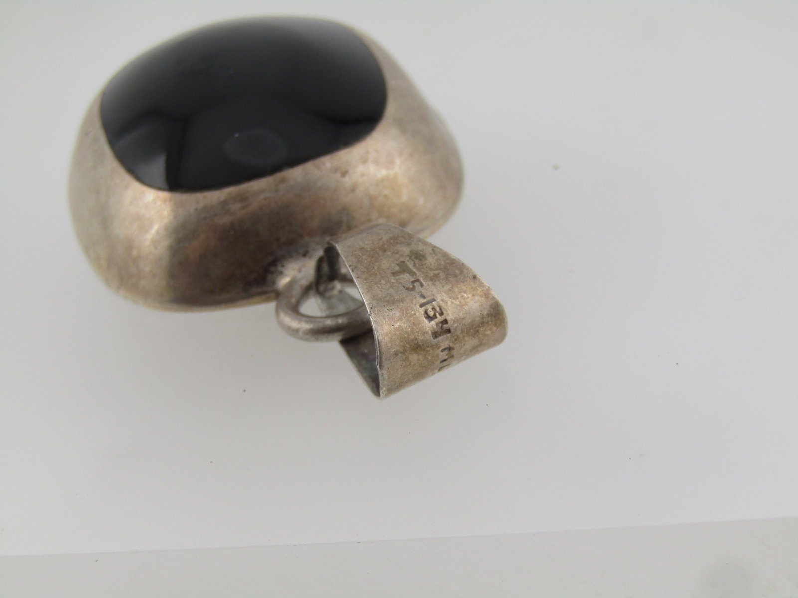 Vintage Sterling Mexico Black Onyx Pendant. Signed, 1970's-1980's, Unisex. - 4