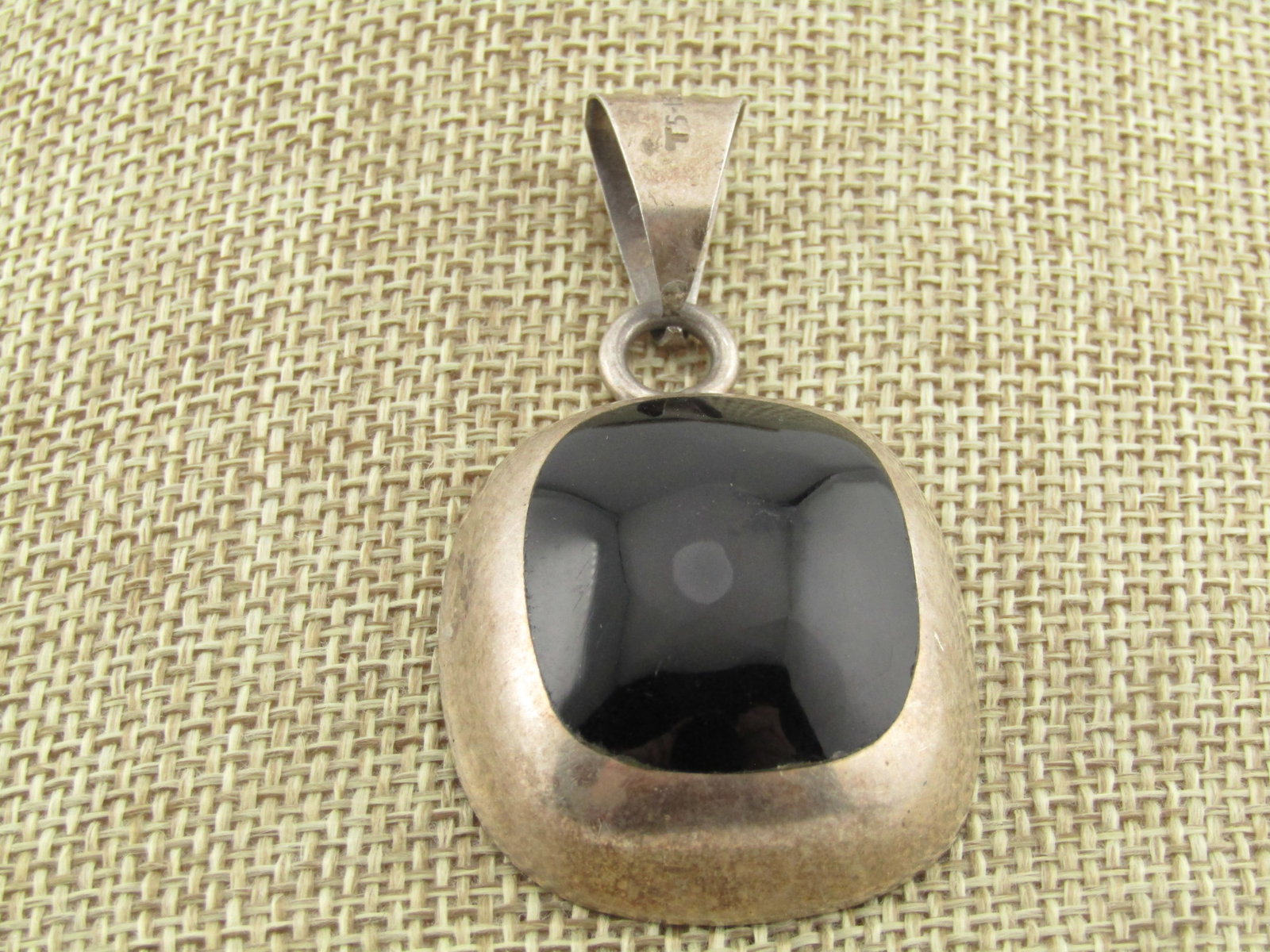 Vintage Sterling Mexico Black Onyx Pendant. Signed, 1970's-1980's, Unisex. - 5