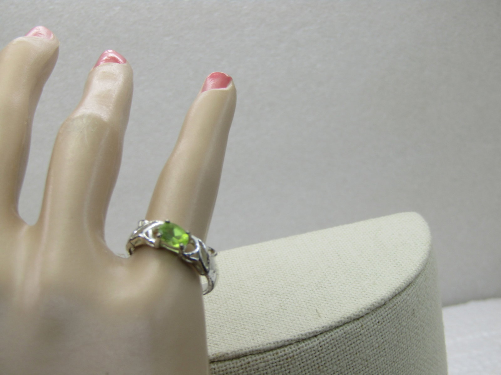 Sterling Plated Peridot X Ring, Sz. 6.75, 5mm - 5