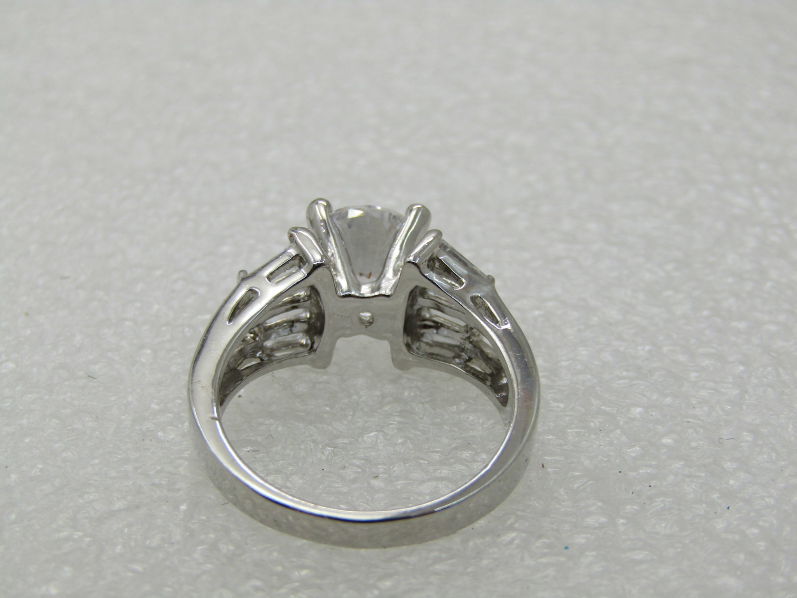 Silver Tone Tiered CZ Engagement Ring, Sz. 7.5, 2TCW Main Stone with Baguettes - 6