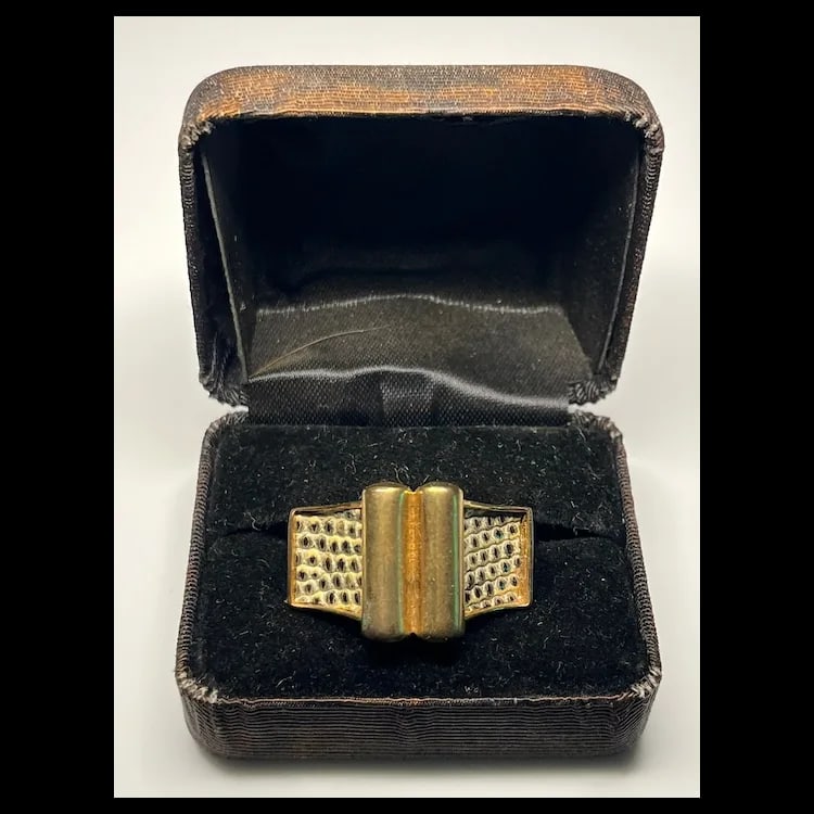Vintage Gold Tone Kara Ross Snake- Skin Ring - 2