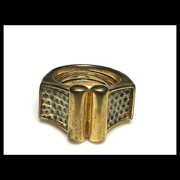 Vintage Gold Tone Kara Ross Snake- Skin Ring - 3