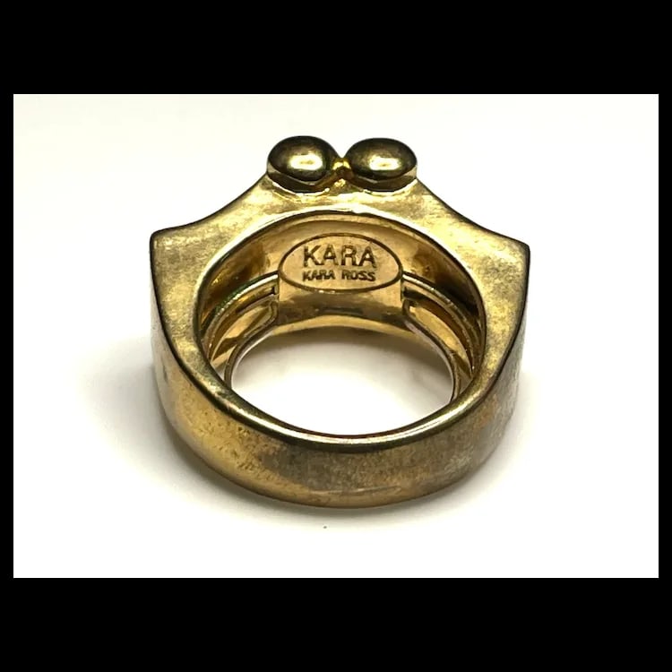 Vintage Gold Tone Kara Ross Snake- Skin Ring - 4