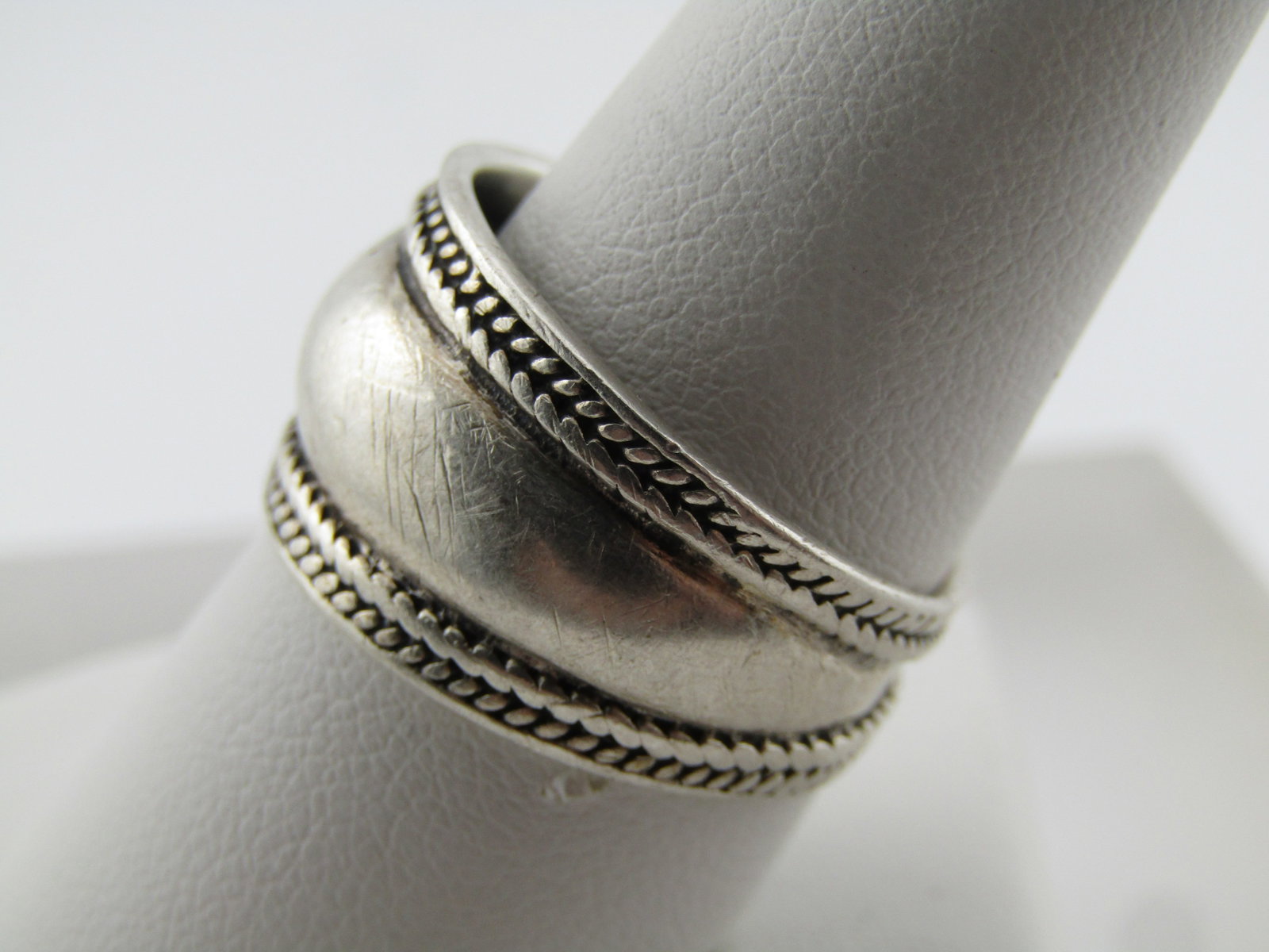 Vintage Sterling Wide Domed Band Ring, Tapered, Sz. 9.75, Unisex, 1980's-1990's - 2