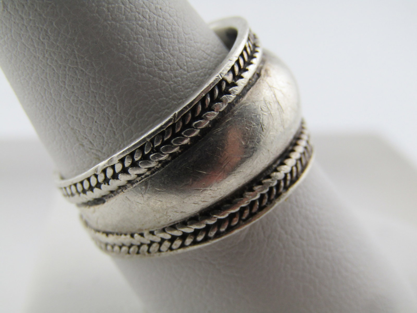 Vintage Sterling Wide Domed Band Ring, Tapered, Sz. 9.75, Unisex, 1980's-1990's - 3