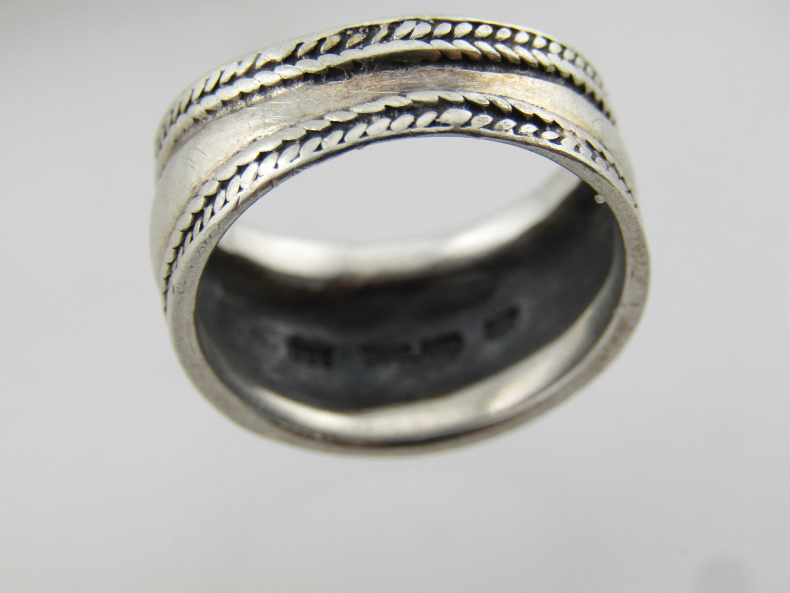 Vintage Sterling Wide Domed Band Ring, Tapered, Sz. 9.75, Unisex, 1980's-1990's - 4