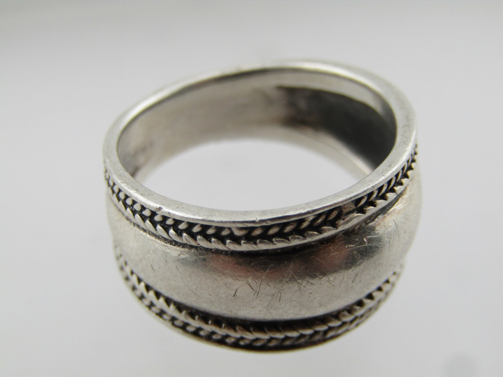 Vintage Sterling Wide Domed Band Ring, Tapered, Sz. 9.75, Unisex, 1980's-1990's - 5