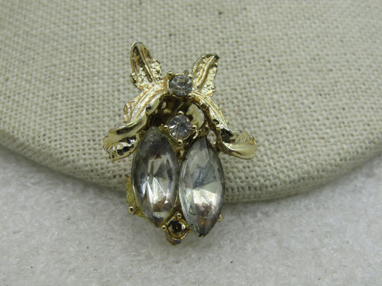 Vintage Marquise Rhinestone Large Swag Tack Pin, Gold Tone, - 3