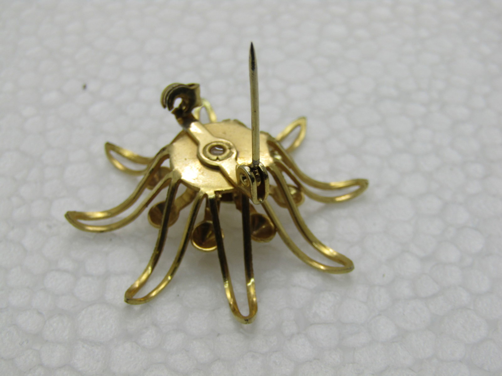 Vintage Rhinestone Starburst/Blossom Brooch, 1960's, Gold Tone - 4