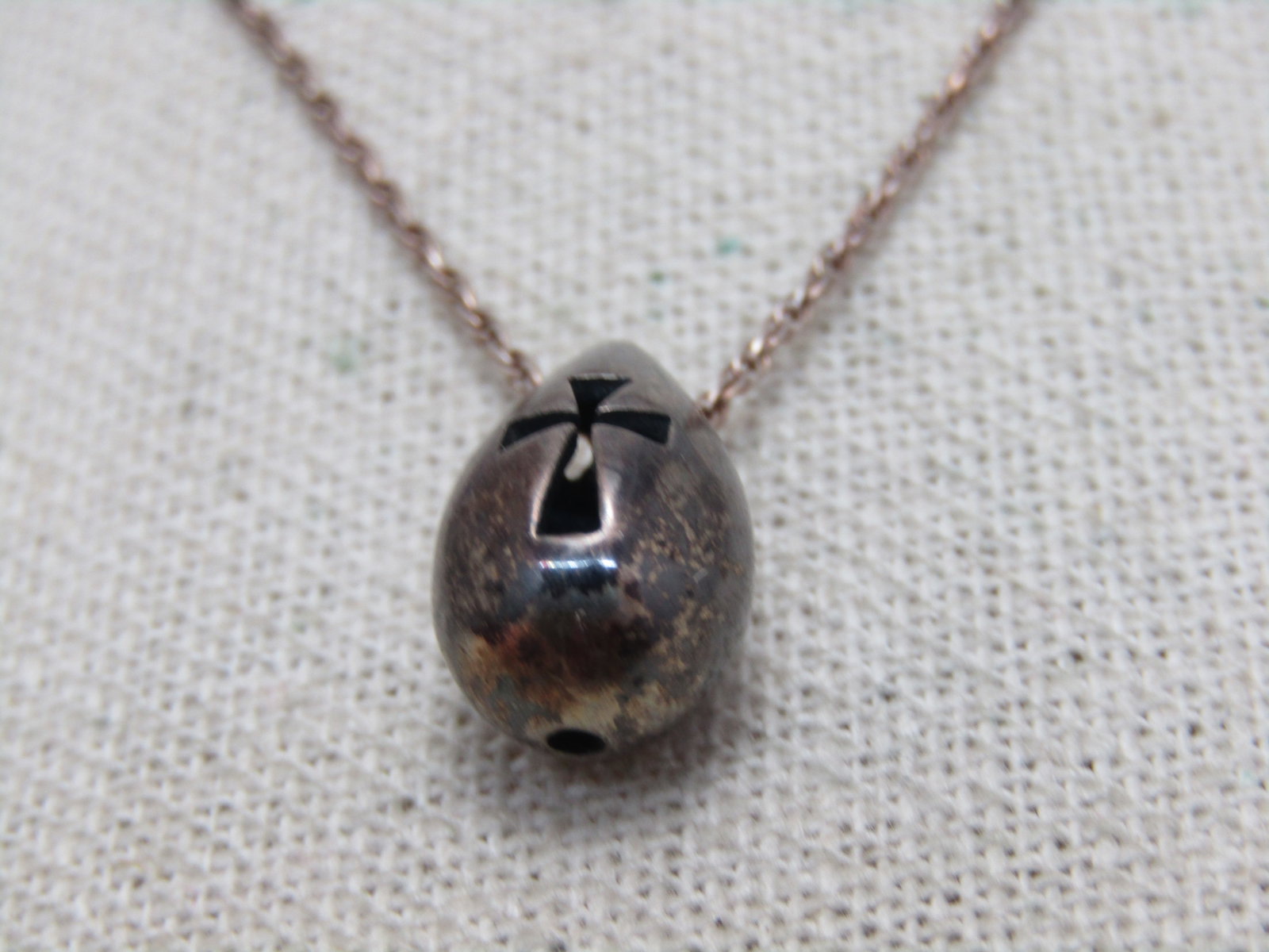 Vintage Sterling Silver Cut-Out Cross Necklace, in Droplet Pendant, 17", 5.67 Gr. - 3