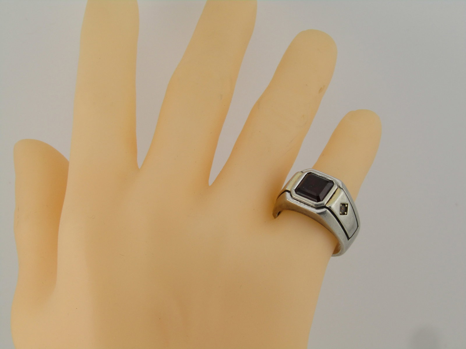 Sterling SIlver Aquamarine Ring, Topaz Accents, Sz. 9.5, Signed, 1990's-2000's - 4