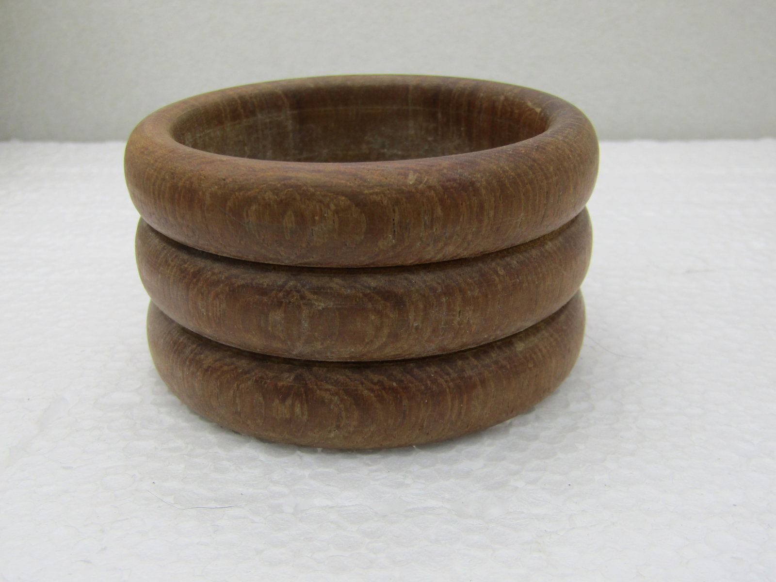 Vintage Wide Grooved Wooden Cuff Bracelet, 7.5" inside measurement - 4