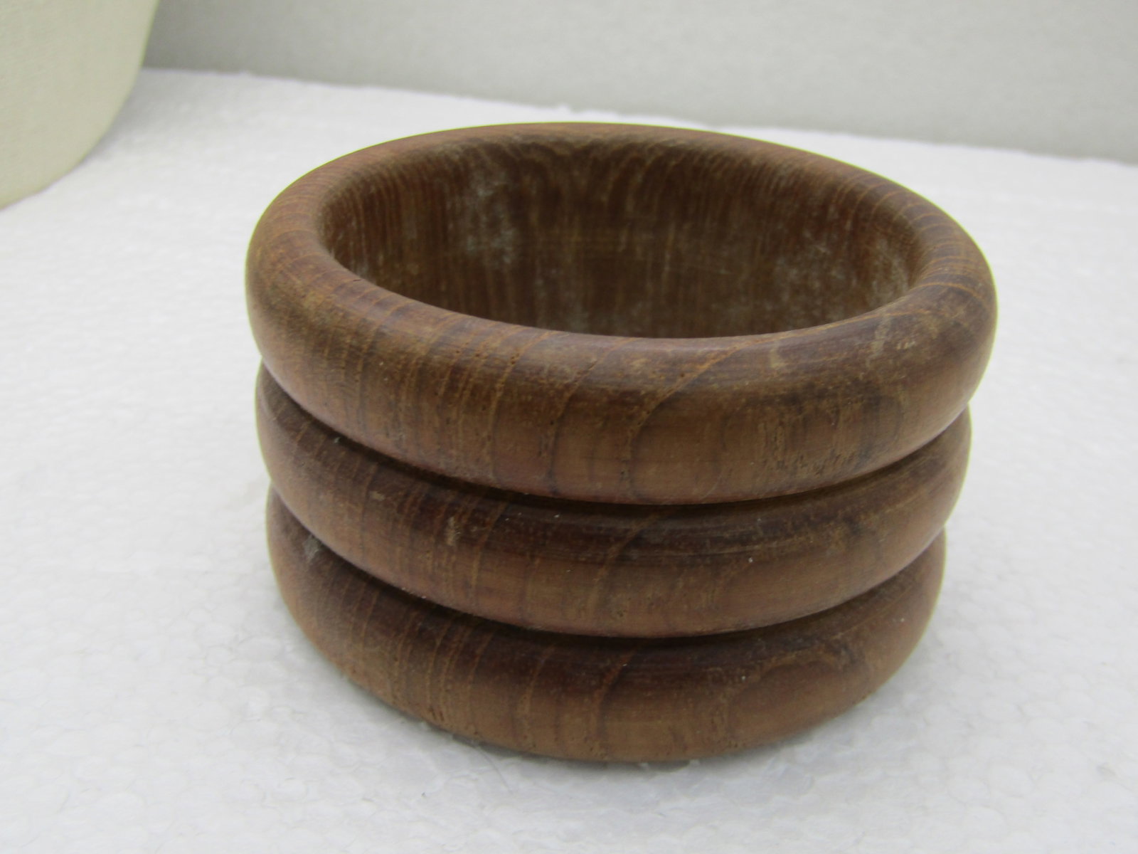 Vintage Wide Grooved Wooden Cuff Bracelet, 7.5" inside measurement - 5