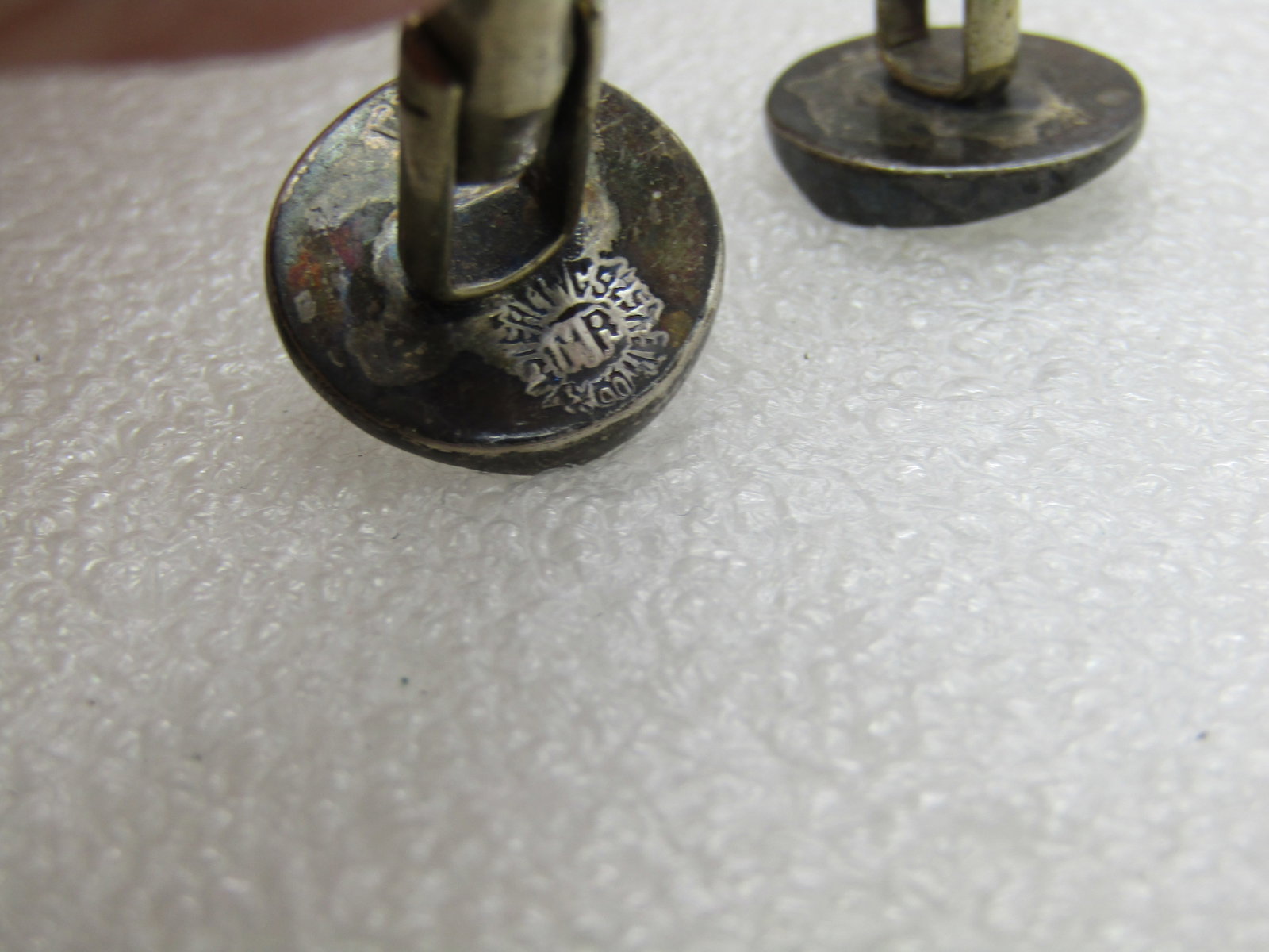 Vintage Sterling Modernist Cuff Links, Melesio Rodriguez, Taxco, yin/yang like ridged circles, 3/4' - 5
