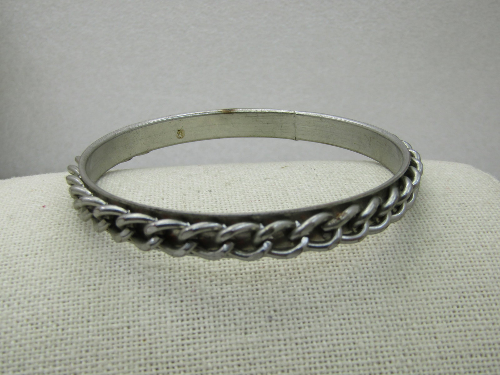 Vintage Curb Link Bangle Bracelet, 8.5", Silver Tone - 2