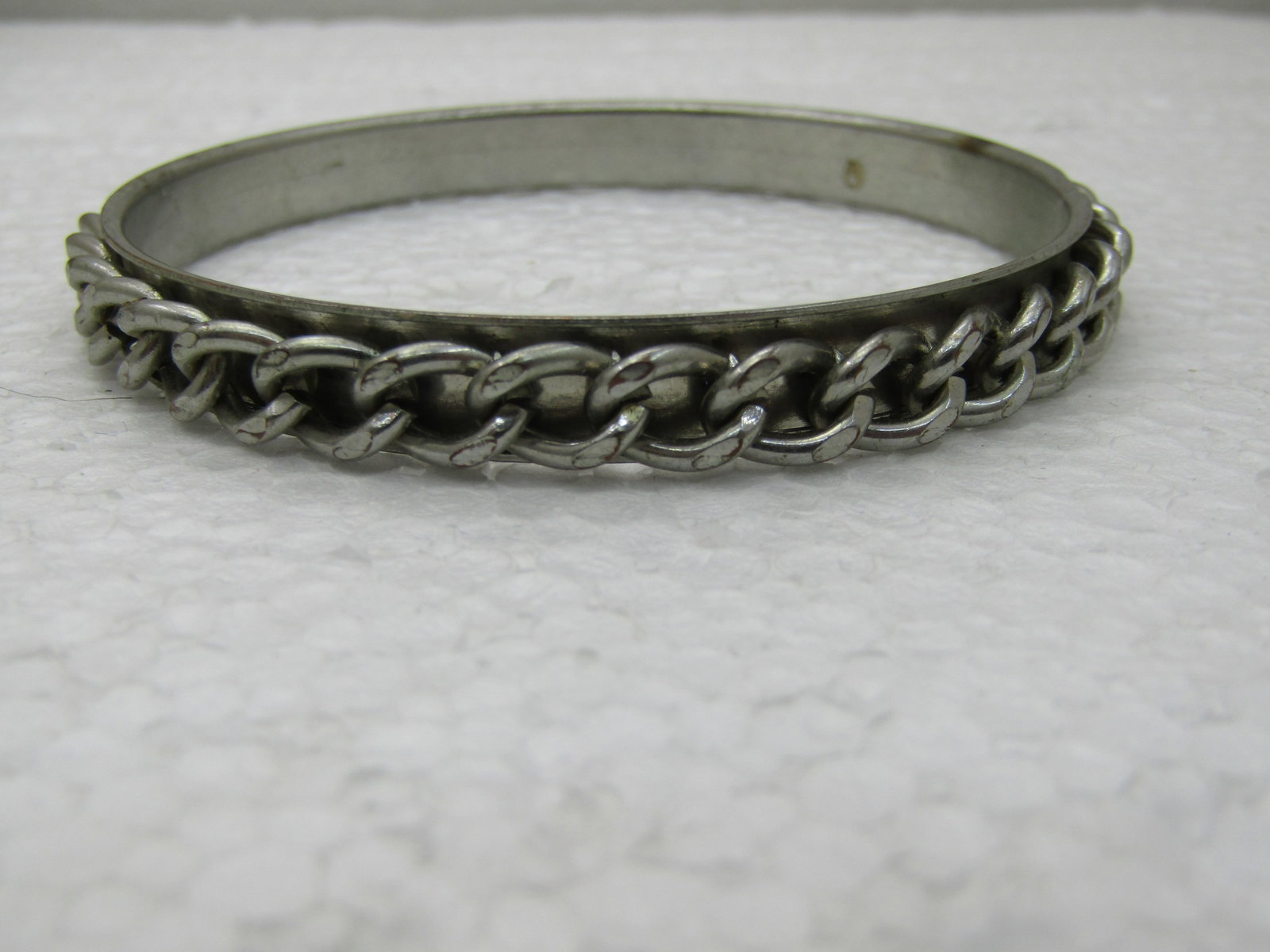 Vintage Curb Link Bangle Bracelet, 8.5", Silver Tone - 4