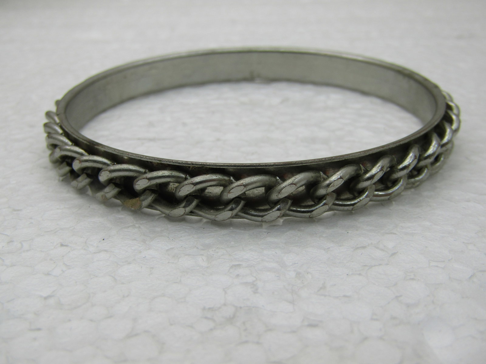 Vintage Curb Link Bangle Bracelet, 8.5", Silver Tone - 5