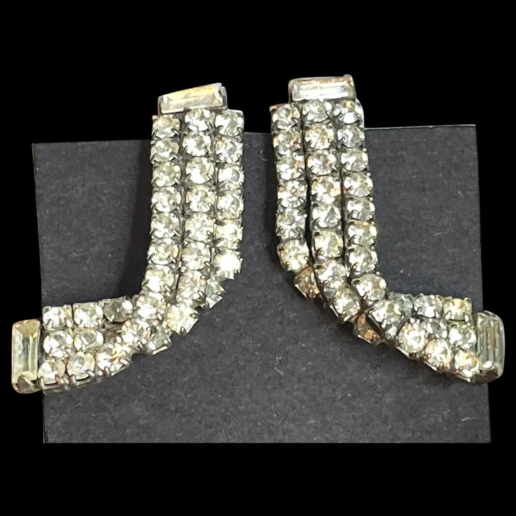 Vintage Art Deco Paste/Rhinestone Oversized Statement Earrings (1 of 5)