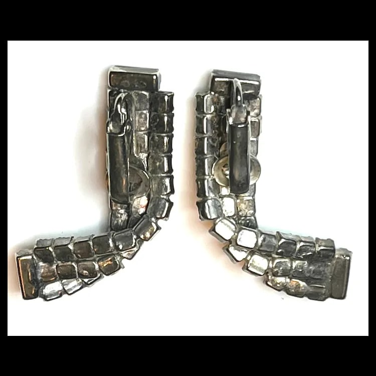 Vintage Art Deco Paste/Rhinestone Oversized Statement Earrings - 3