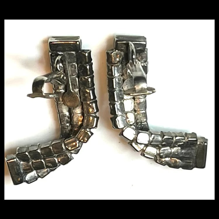Vintage Art Deco Paste/Rhinestone Oversized Statement Earrings - 4