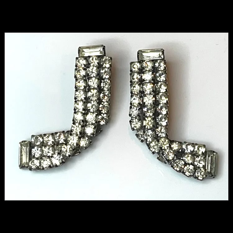 Vintage Art Deco Paste/Rhinestone Oversized Statement Earrings - 5