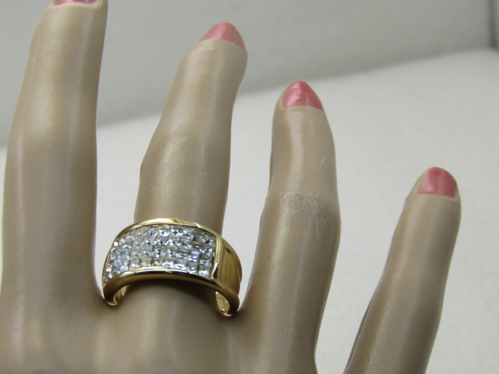 Vintage Joan Rivers Two-Tone Micro Crystal Band Ring, Sz. 8.25. - 7