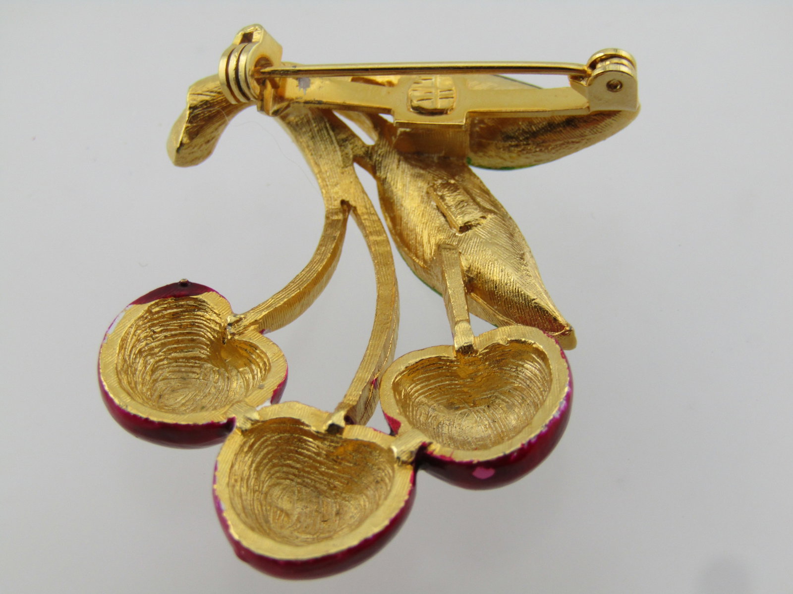 Vintage Enameled Cherry Stem Brooch, 1960's-1970's - 4