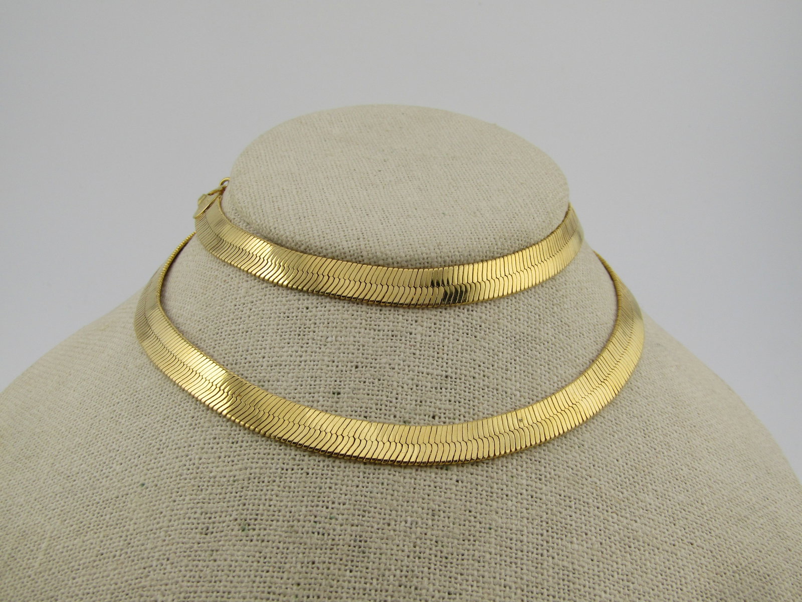 Vintage Herringbone 8mm Herringbone Necklace, 24", 24KT G.P, 1980's-1990's (1 of 4)