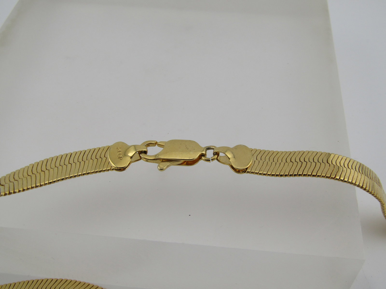 Vintage Herringbone 8mm Herringbone Necklace, 24", 24KT G.P, 1980's-1990's - 3