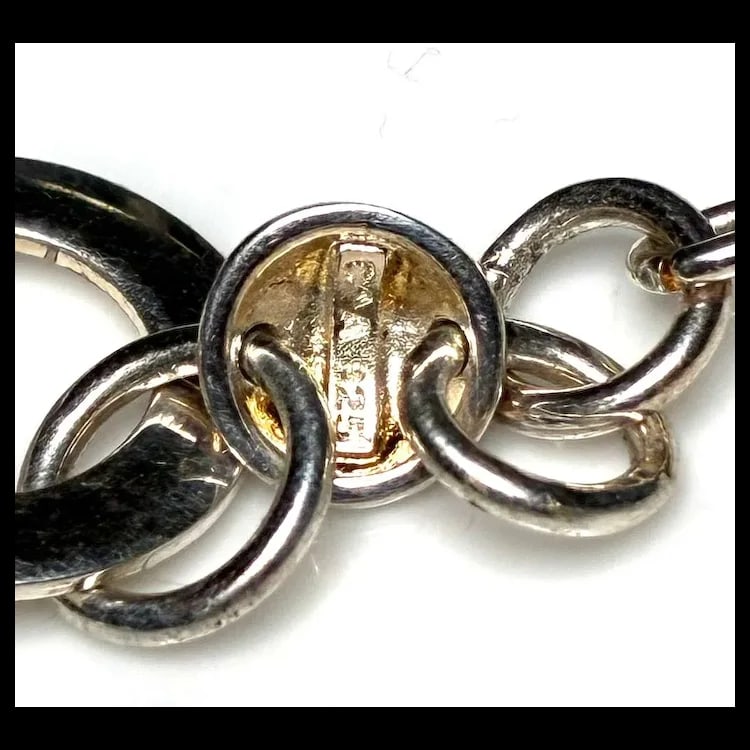 Vintage Sterling Silver Circle Link Extra Long Necklace - 5