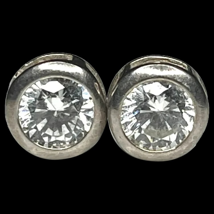 Vintage Sterling Silver CZ Stud Earrings (1 of 5)