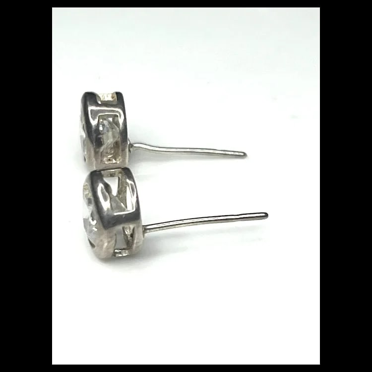 Vintage Sterling Silver CZ Stud Earrings - 3