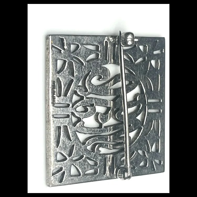 Vintage Sterling Silver and Marcasite Initial Brooch - 4