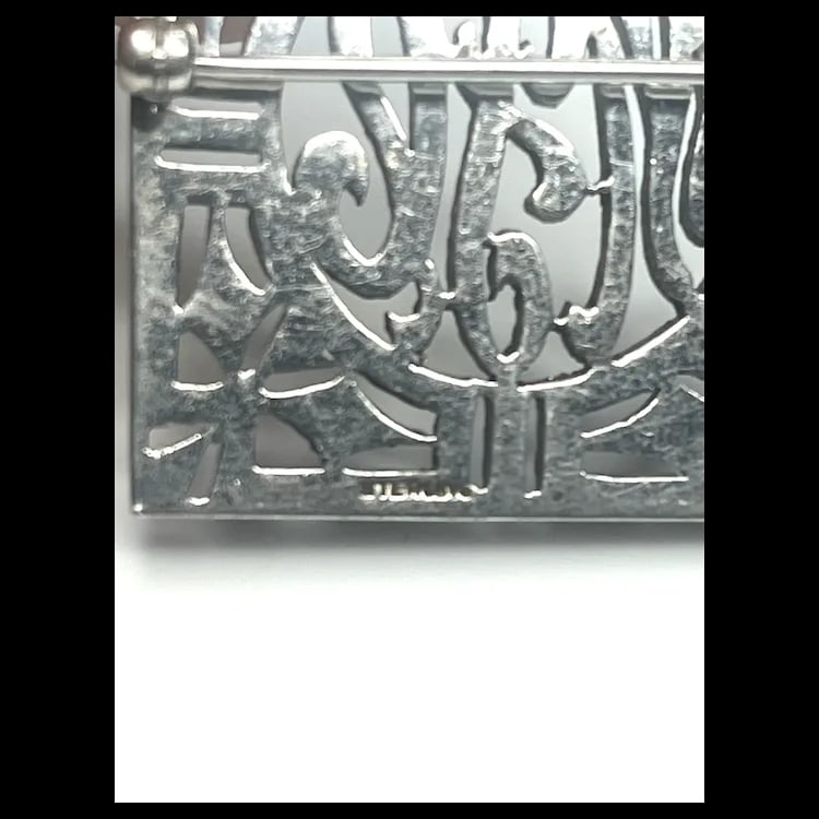 Vintage Sterling Silver and Marcasite Initial Brooch - 6