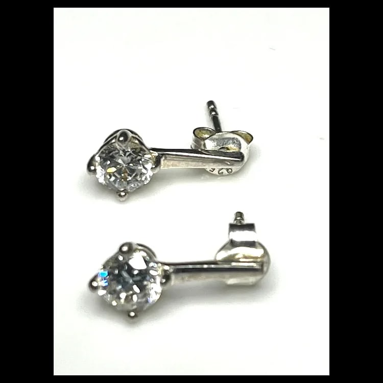 Estate Sterling Silver PK CZ 925 Earrings - 2