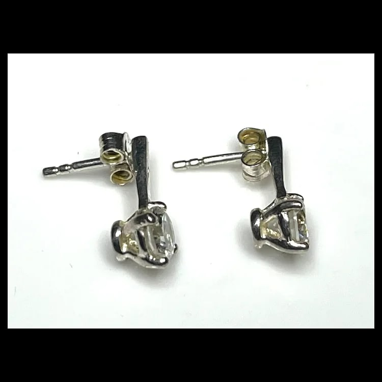 Estate Sterling Silver PK CZ 925 Earrings - 3