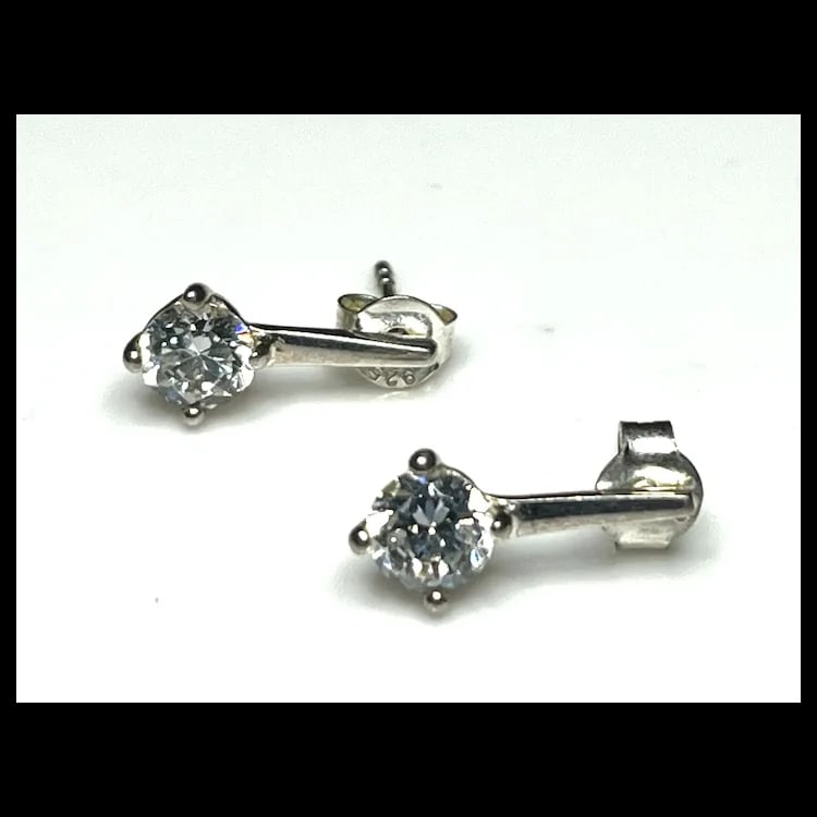 Estate Sterling Silver PK CZ 925 Earrings - 4