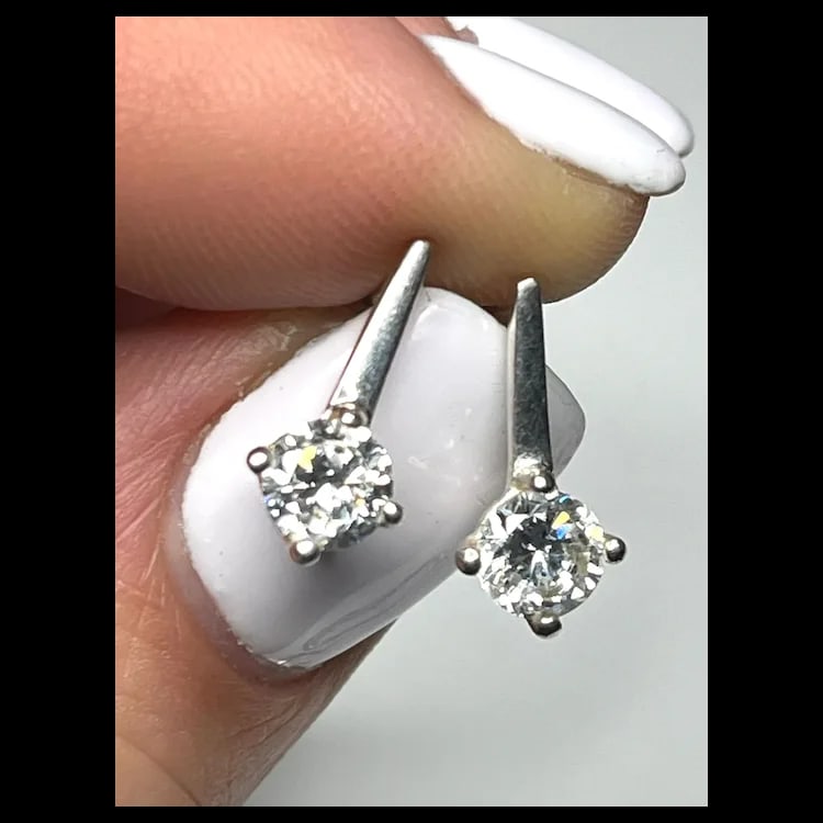 Estate Sterling Silver PK CZ 925 Earrings - 7
