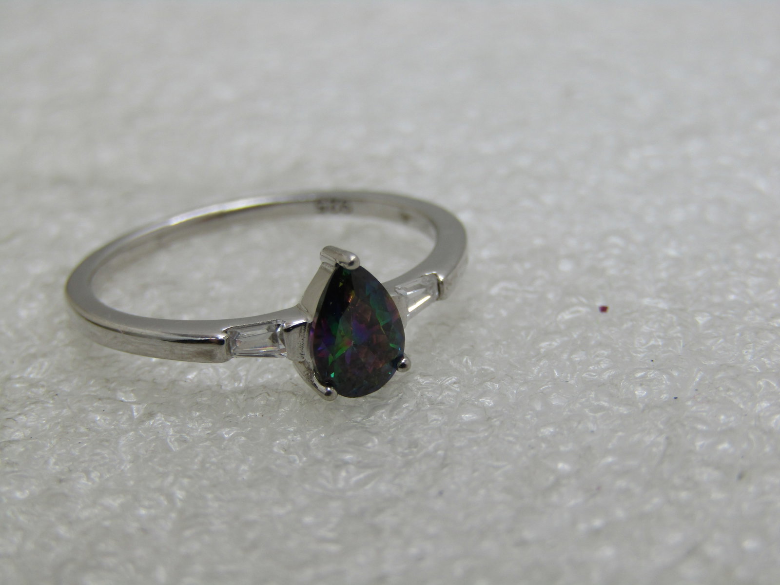 Sterling Silver Created Mystic Topaz CZ Ring, Sz. 9.5 - 5