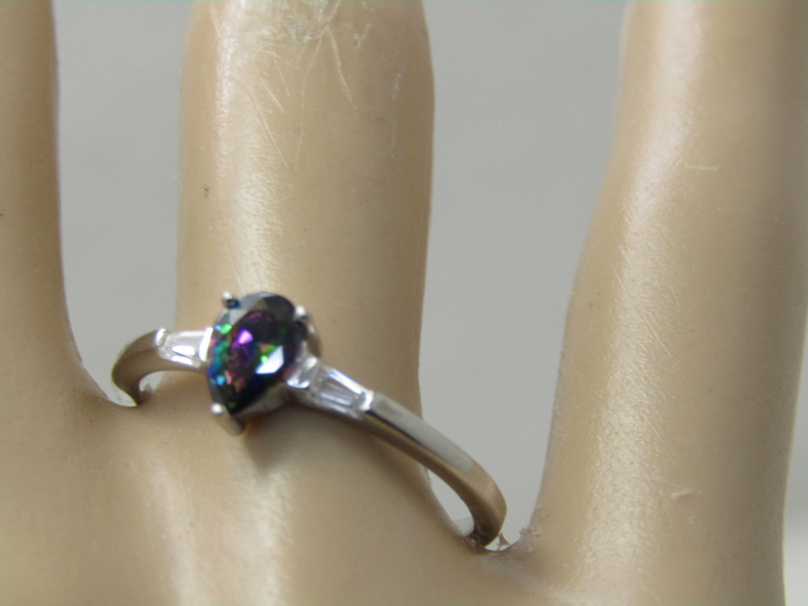 Sterling Silver Created Mystic Topaz CZ Ring, Sz. 9.5 - 6