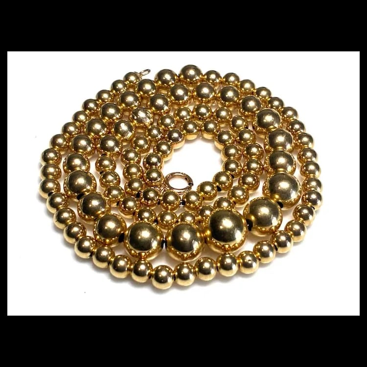Estate 14k Gold Ball and Chain Necklace - 2